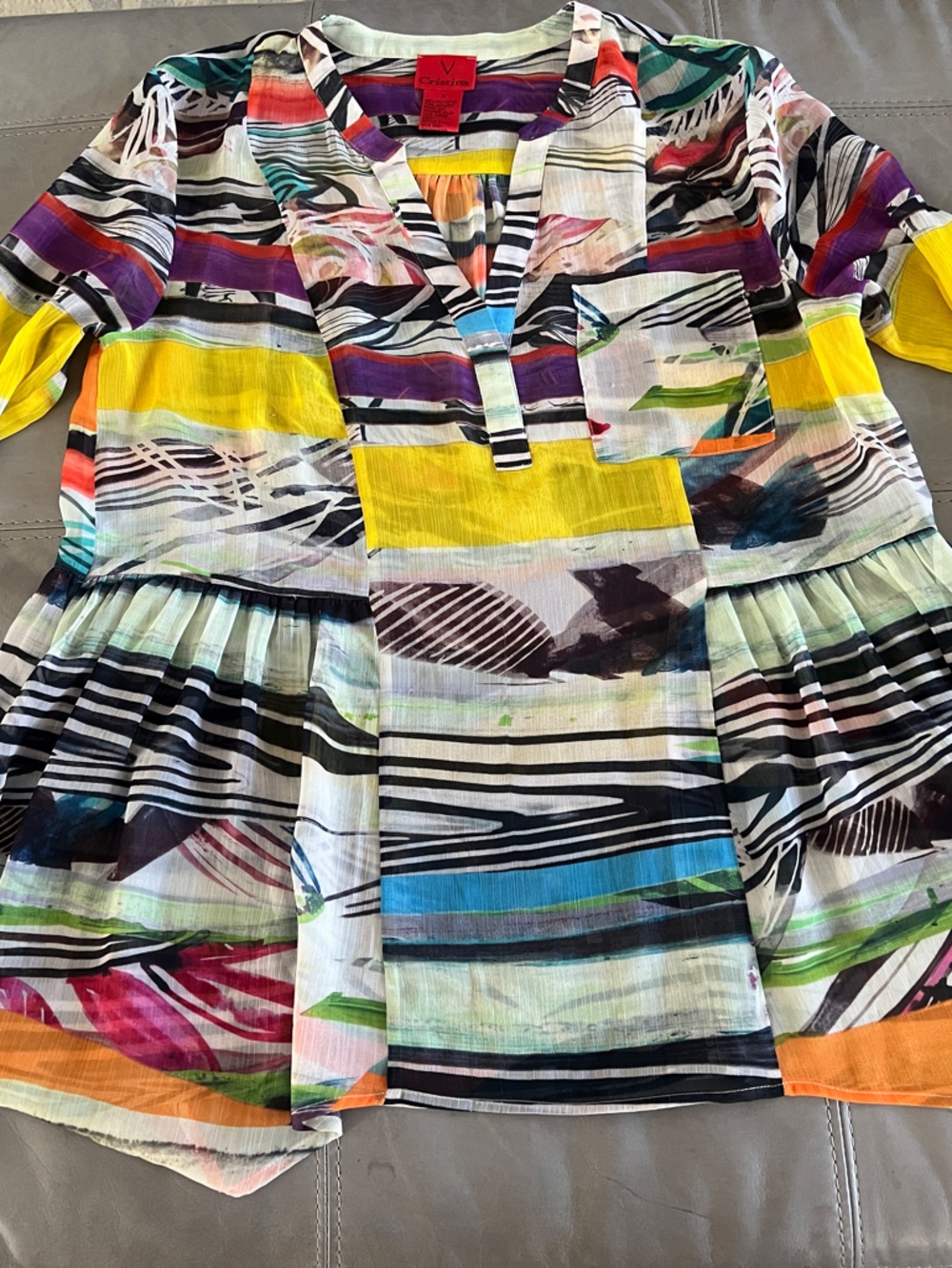 V VERO MODA Multicolor Printed Peplum Blouse - Yellow Accent